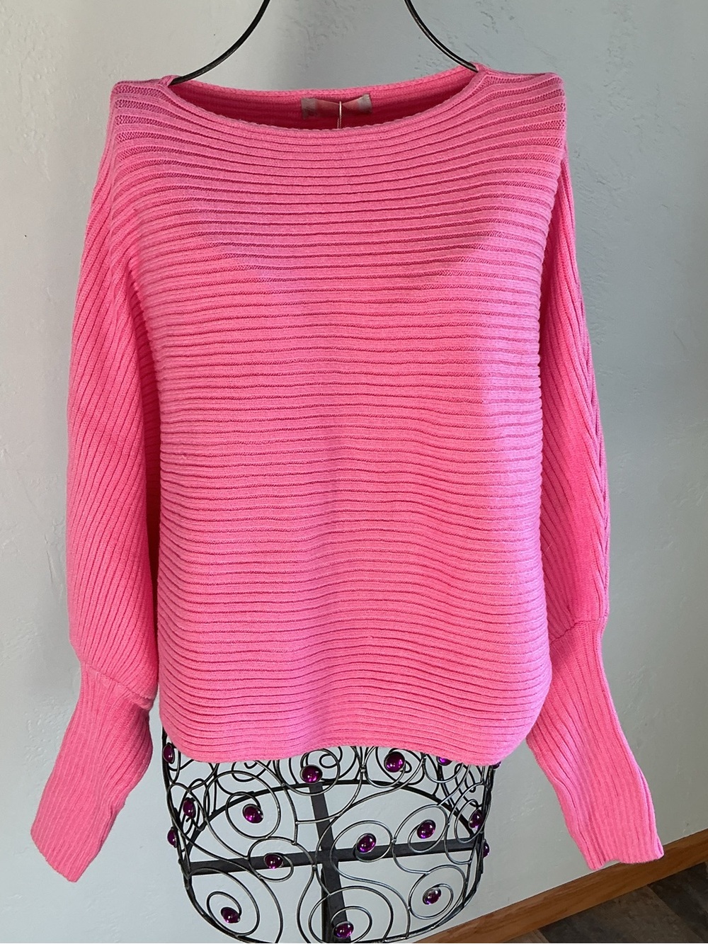 NWT C+D+M Vibrant Pink Ribbed Dolman Sleeve Sweater Shrug